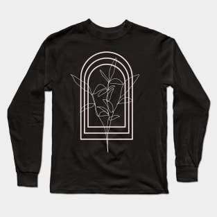 Tree And Arches One Line Art In Brown Terracotta Long Sleeve T-Shirt